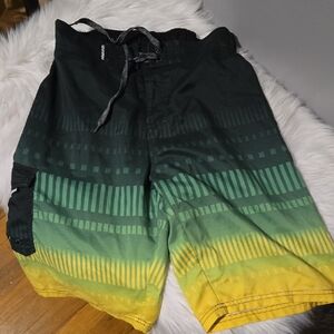 Ocean Current Black and Green Gradient Board Shorts